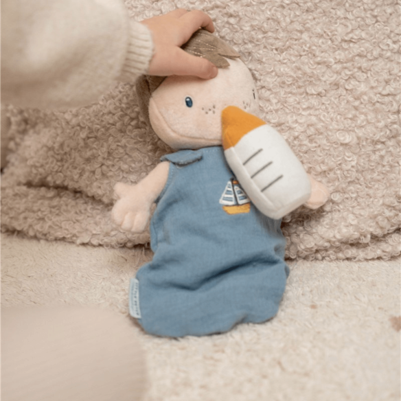 Juguete de peluche bebé con accesorios en azul para bebé