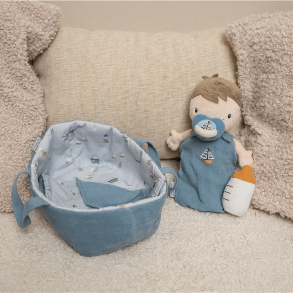 Juguete de peluche bebé con accesorios en azul personalizable