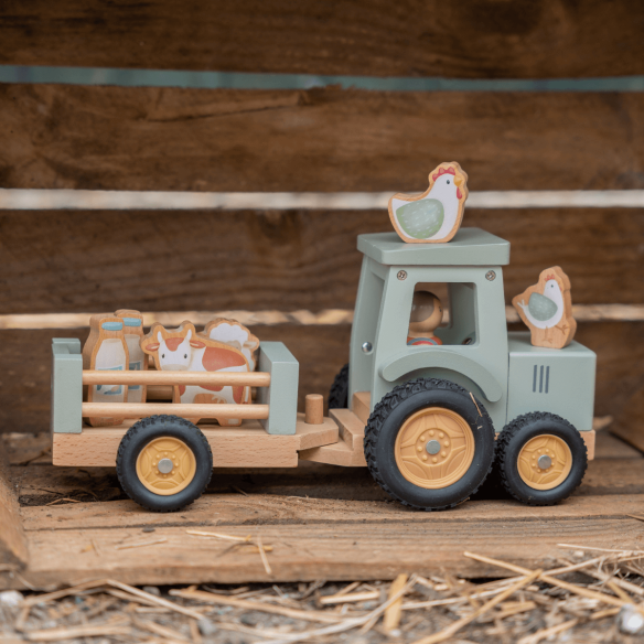 juguete Tractor de madera con animales