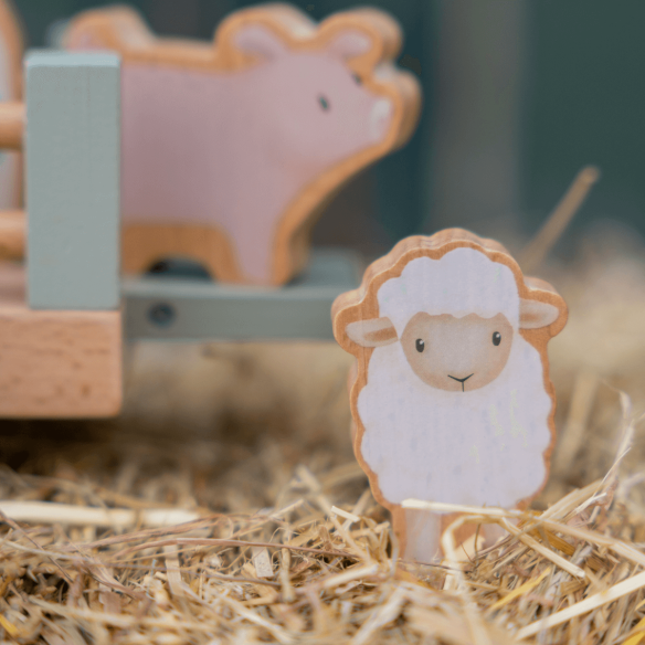 juguete Tractor de madera con animales de Little Dutch en oukidsshop