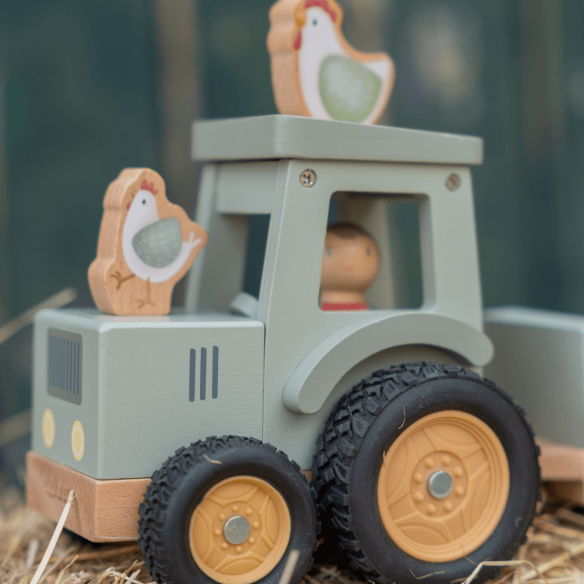juguete Tractor de madera con animales de Little Dutch