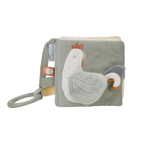 juguete libro de actividades para bebé de la granja con anilla para sujetar al carro o a la silla