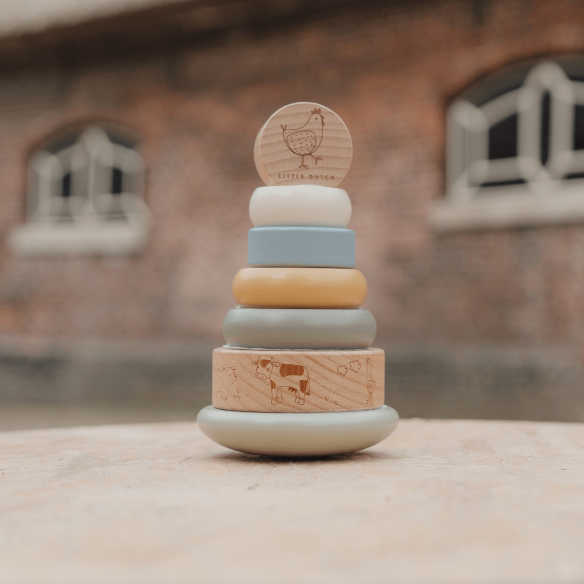 juguete de madera Anillos Apilables Pequeña Granja para bebé
