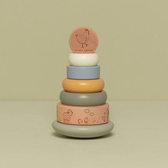 juguete de madera Anillos Apilables Pequeña Granja para niñas y niños