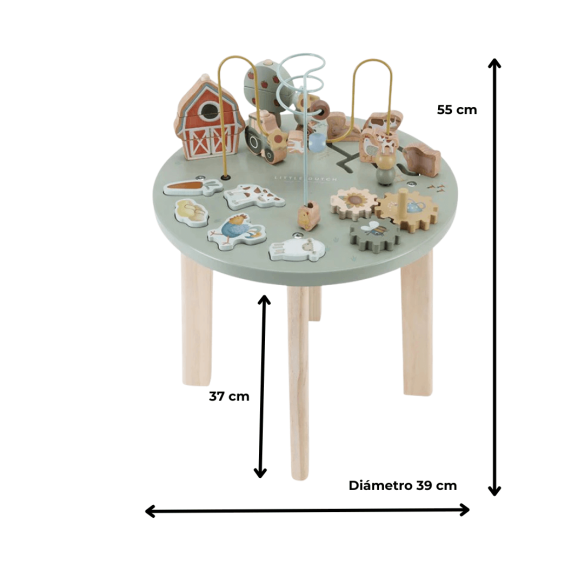 Mesa de Actividades para bebé verde de la granja