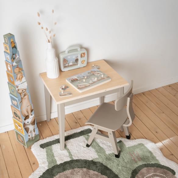 cubos de la granja apilables con números, animales y figuras