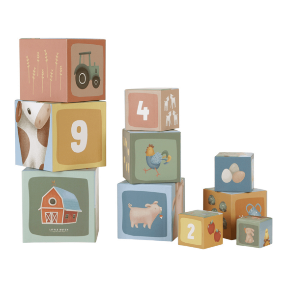 cubos de cartón de la granja para niñas y niños de Little Dutch en oukidsshop