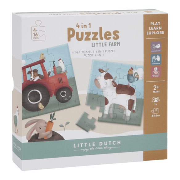 Puzle 4 en 1 Pequeña Granja de Little Dutch en oukidsshop