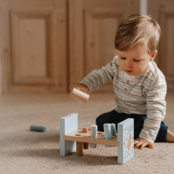 Banco de Golpeo Forest Friends azul para bebé