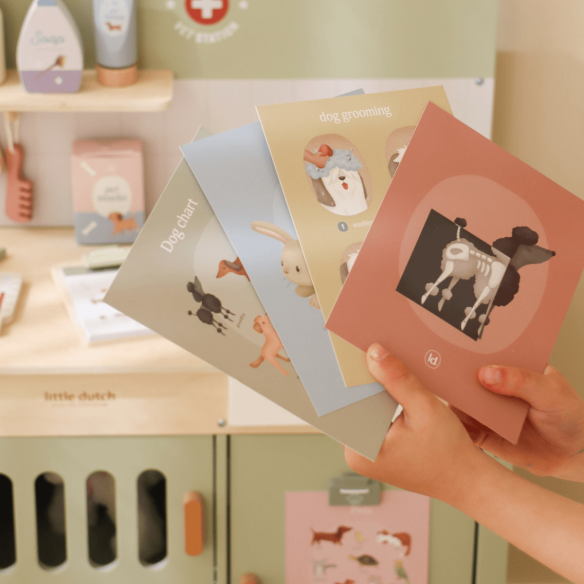 Juguete clínica veterinaria en madera con accesorios para niñas