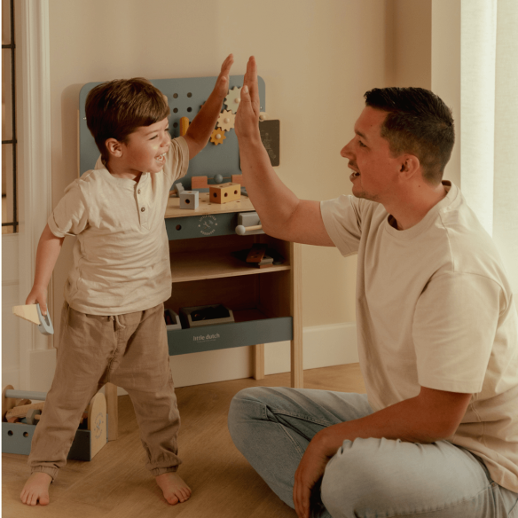 Juguete banco de herramientas de madera con accesorios niños