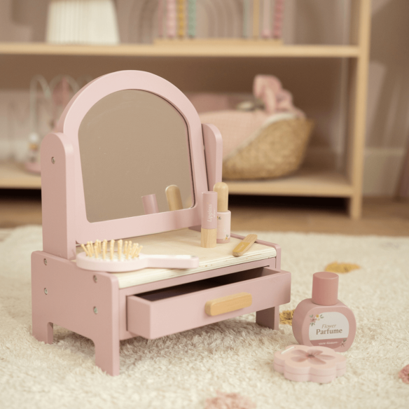 Juguete con tocador Maquillaje Rosa en madera para niñas