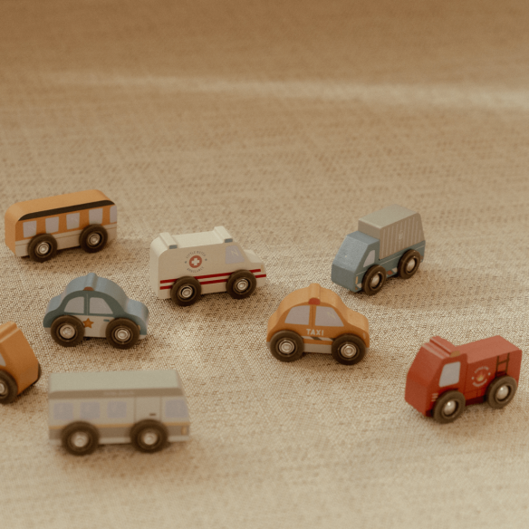 Juguete set de vehículos en madera