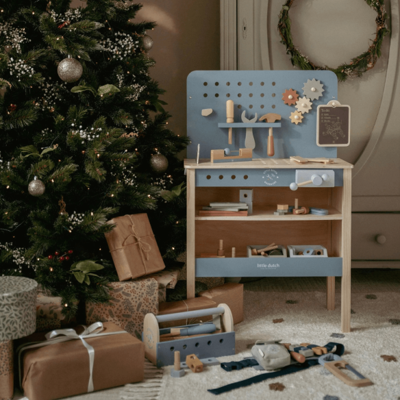 regalo navidad banco de trabajo con herramientas en madera
