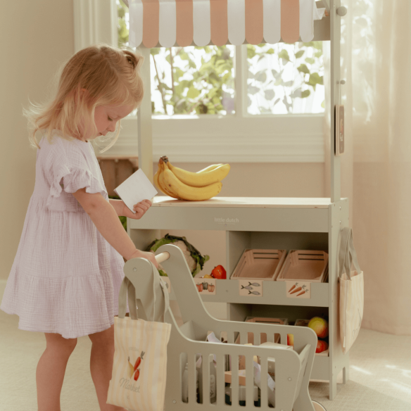 Juguete Puesto de Mercado de Madera para niñas y niños