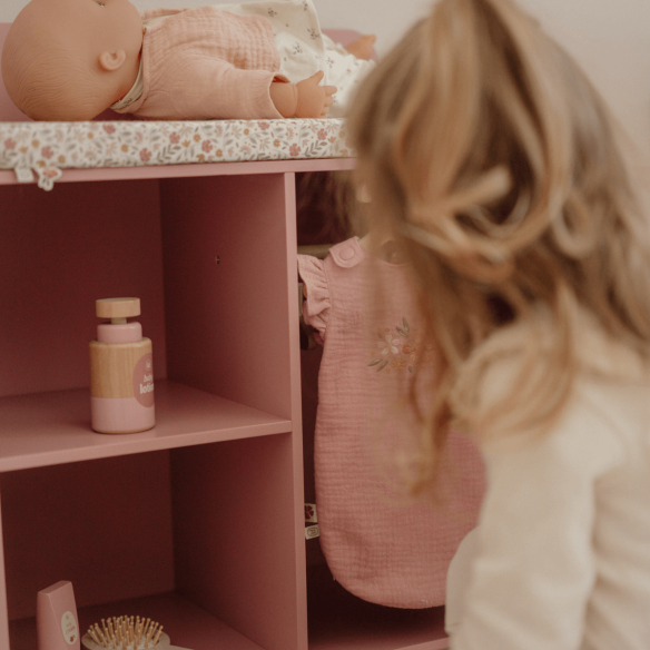 Cambiador de Muñecas de madera, rosa para niñas