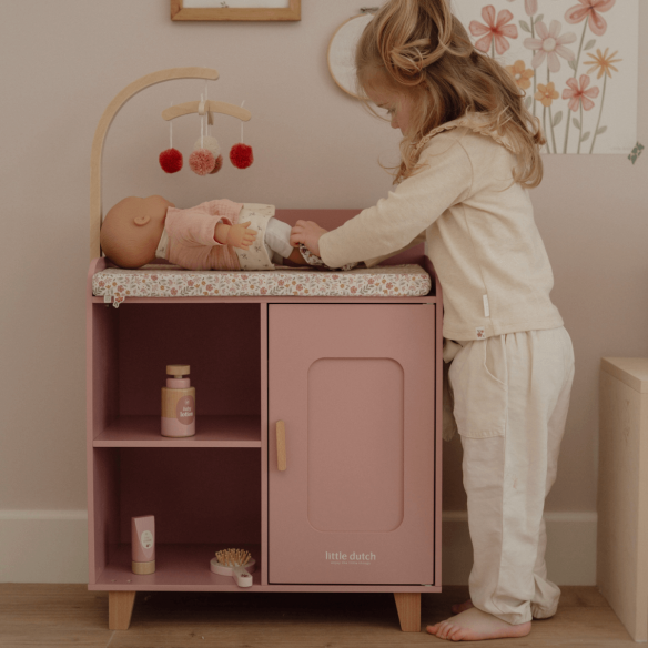 Cambiador de Muñecas de madera, rosa