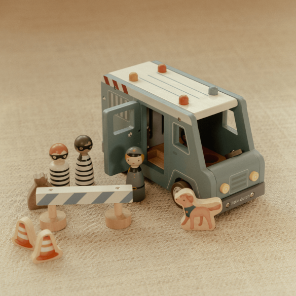 Juguete camión de policía de madera