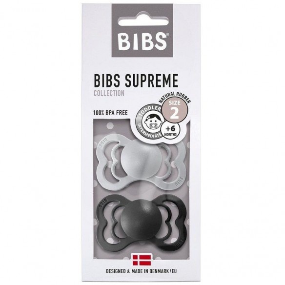 2 Chupetes Bibs Supreme Cloud / Black Silicona