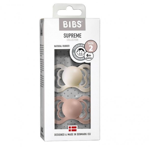 2 Chupetes Bibs Supreme Blush / Ivory Látex
